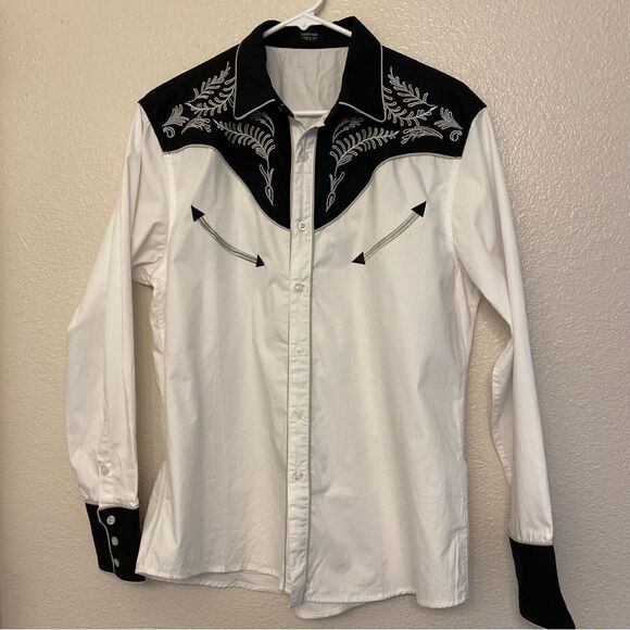 COOFANDY Western Cowboy Embroidered Long Sleeve Slim Fit Button Down Shirts S - Picture 3 of 11